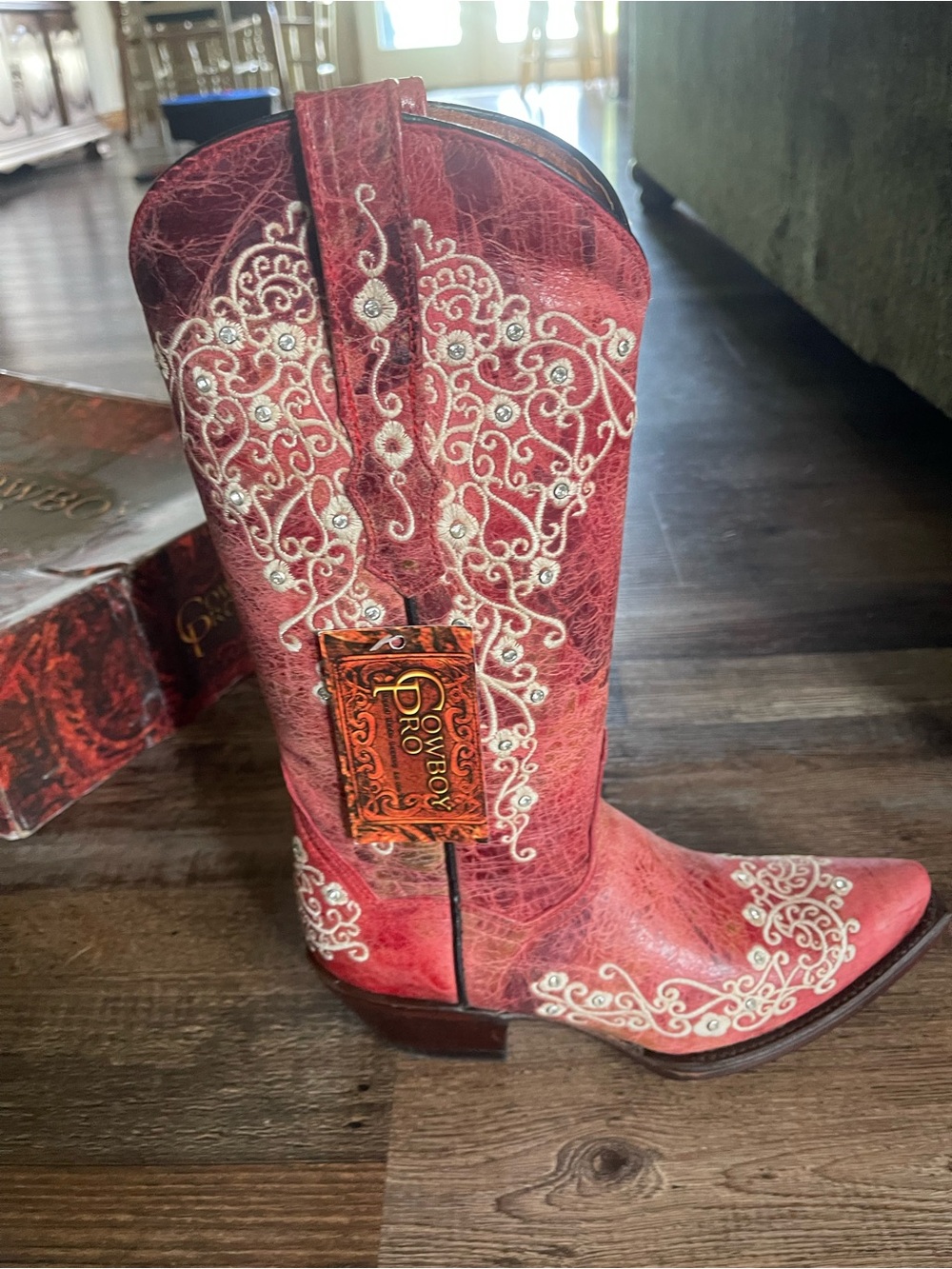 Cowboy Pro Women's Embroidered Pink Heeled Western Boot